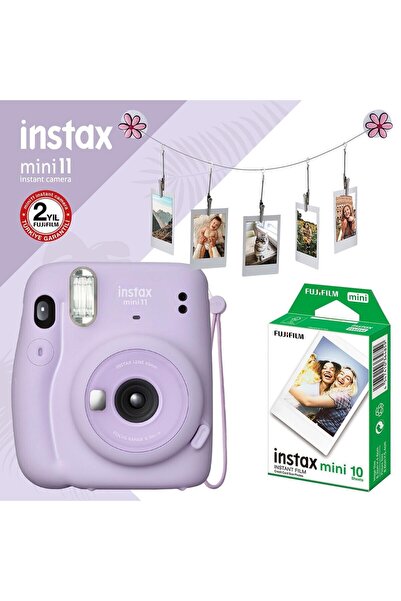 Fujifilm Instax Mini 11 Lila Fotoğraf Makinesi Ve Çiçek Kıskaçlı Hediye Seti