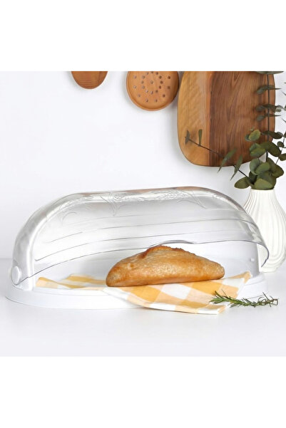 Köken Bread Box, large capacity, holder with window, elegant, PP Plastic BPA Free, 47x27.5x17cm, White