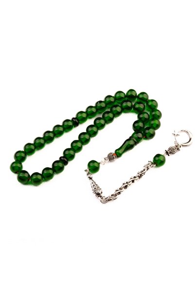 Burhan Sağlam Küre Kesim 9X8 Bilek Boy Ateş Kehribarı Alpaka Püsküllü Tesbih