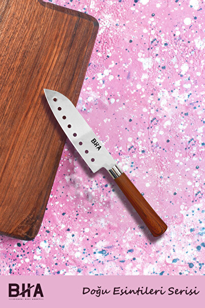 B-H-A BIÇAKÇI HACI AHMET Sürmene BHA Doğu Esintileri Santoku Delikli Şef Bıçağı