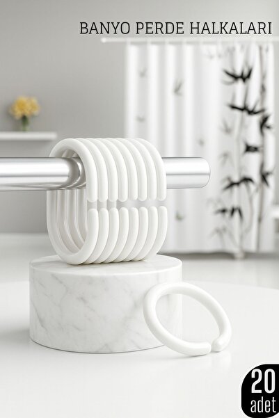 Transformacion مجموعة حلقات ستائر الحمام مكونة من 20 قطعة - متينة، سهلة التركيب، تصميم أنيق 718033