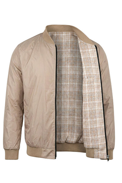 ixir Двосторонній сезонний чоловічий пальто з картатим візерунком, кремовий