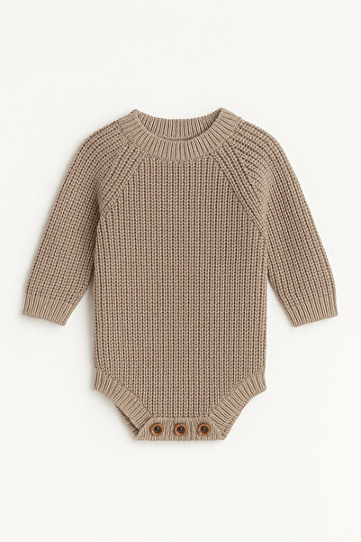 Babily Baby Knitted Knitwear Bodysuit Long Sleeve Buttoned Unisex Knitbody