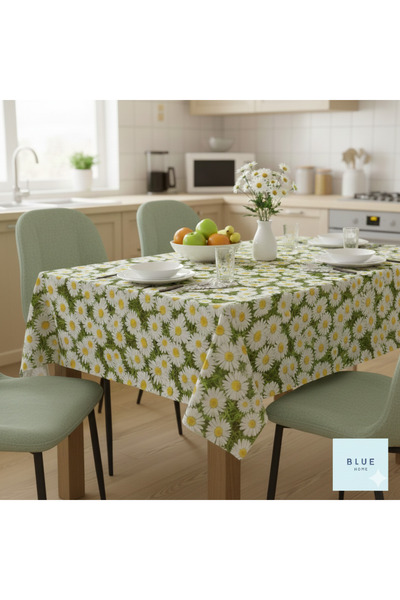 Blue Home Față de masă anti-alunecare, căptușită din PVC, ștergabilă, rezistentă la pete - Daisy