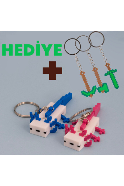 Flexilab Creative Minecraft Axolotl Hareketli Anahtarlık Sevgili İkili Takım ...