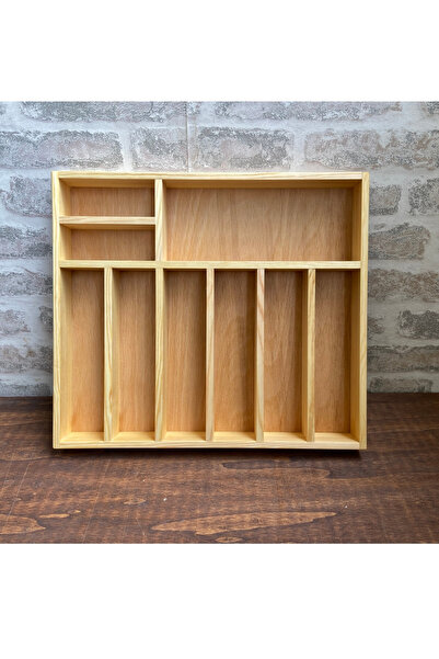 ayfiwood Kaşıklık Çekmece Içi Doğal Ahşap 9 Bölmeli Kaşık, Çatal, Bıçak Organ...