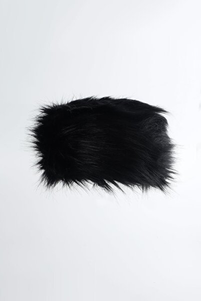 Kapin Black Faux Fur Plush Heart Hat