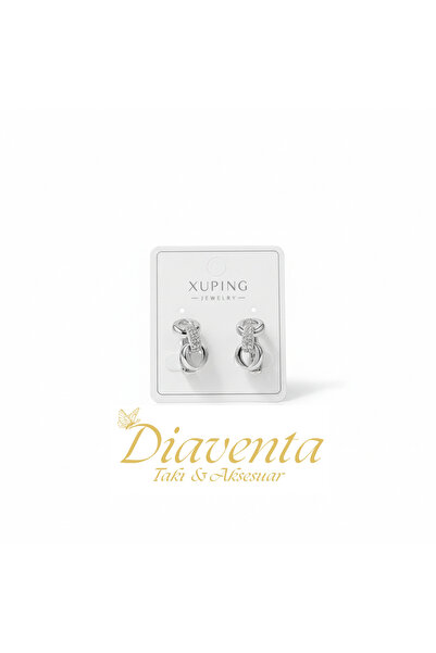 DİAVENTA TAKI VE AKSESUAR Infinity Model Zircon Stone Silver Steel Earrings