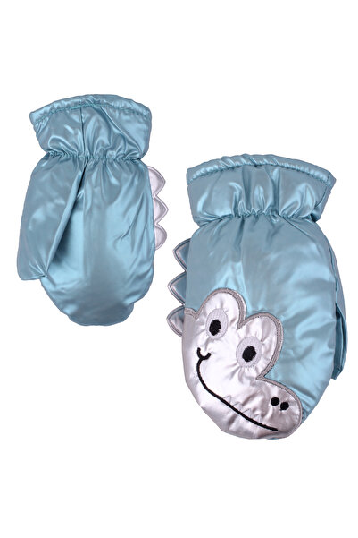 İşnar Çocuk Kar Eldiven Petrol Yeşili Gold Parmaksız Kar Eldiveni 2-4 Yaş Timsah Desenli Model 4114-5841