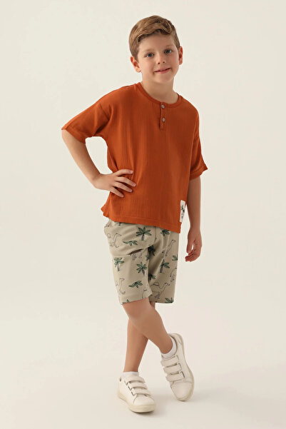 Rolypoly Boy's Brown Bermuda Set