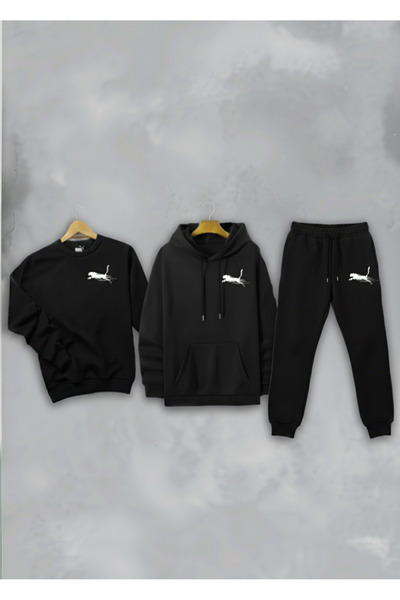 Syndra طقم بدلة رياضية شتوية من جاكوار مكون من مطبوع قطع (هودي وسترة بياقة دا...