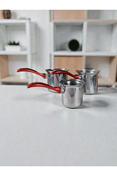 AR HOME طقم 3 قطع من أواني القهوة من الستانلس ستيل - 850 مل - 610 مل - 450 مل