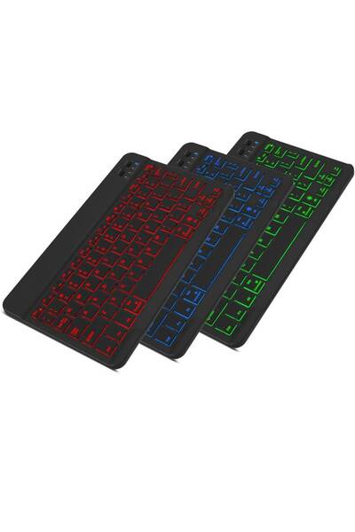 HYX 10-Inch Ultrathin Wireless Bluetooth Backlight Keyboard, 7-Color Backlit, Black