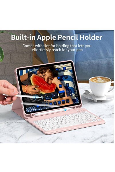 HYX iPad Pro/Air 11-inch Case with Detachable Bluetooth Keyboard and Pencil Holder (Pink)