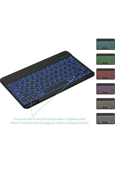 HYX 10-Inch Ultrathin Wireless Bluetooth Backlight Keyboard, 7-Color Backlit, Black