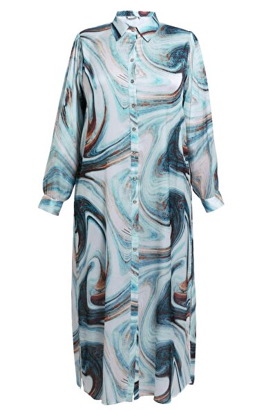 Alvina Patterned Satin Tunic - Plus Size 20522