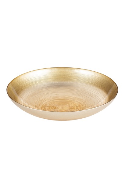 HIC Deep glass serving plate 30 cm gold color