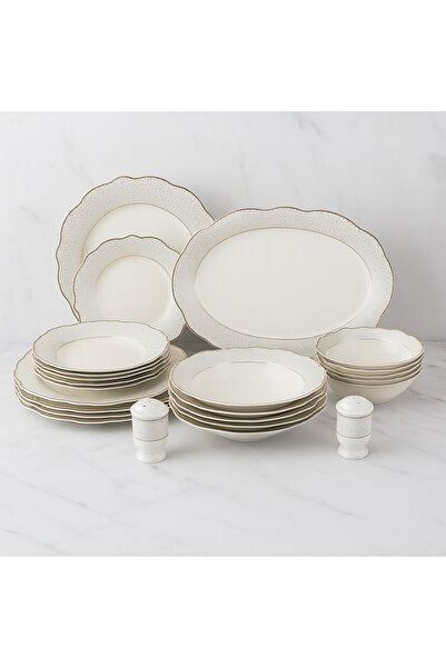 Dania 28-piece porcelain dining set with gold engraving - for 6 people