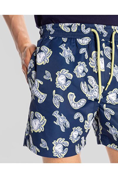 Kappa Authentic Vince Swimshort Erkek Lacivert-Beyaz Regular Fit Mayo