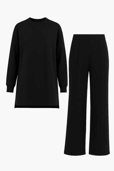 ECK MODA Women's Full Stretch Fabric Flexible Modal Fabric Front Pleated Bottom Top Set