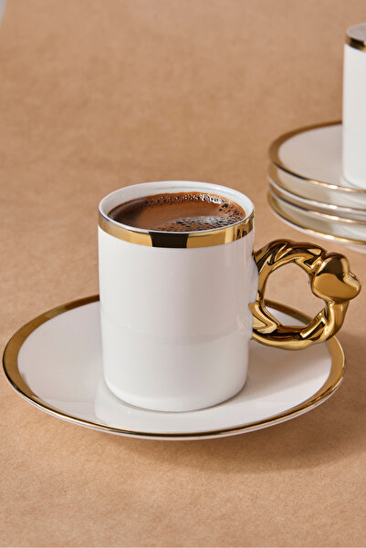 Perotti Cihangir Gold 6-Person Porcelain Coffee Cup Set