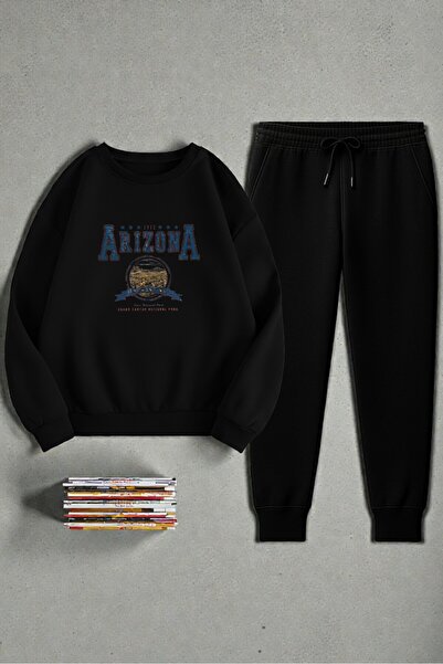 uyguntarz Unisex Arizona Design Printed Crew Neck Sweatshirt - 2-Piece Tracksuit Set