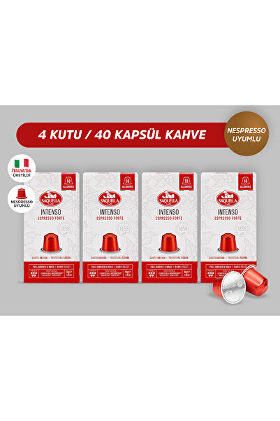 Saquella caffe Saquella Intenso Kapsül Kahve 40 Adet 4'lü Set