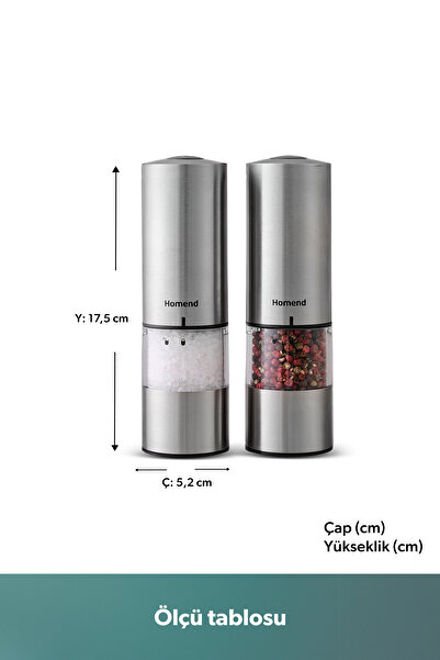 HOMEND Grindgo 6003H Şarjlı Baharat Değirmen Seti