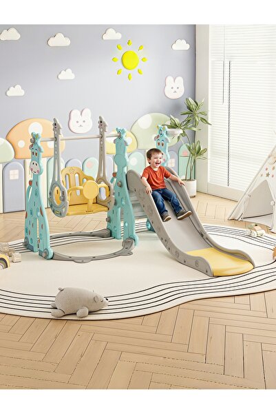 Venpara مجموعة هدايا 3 في 1 من الزحليقة والأرجوحة وكرة السلة للأطفال الصغار، ملعب داخلي وخارجي