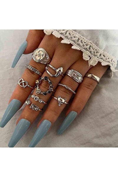 Pursehuit Set de 11 inele argintii, cu pietre, Fidelia C4