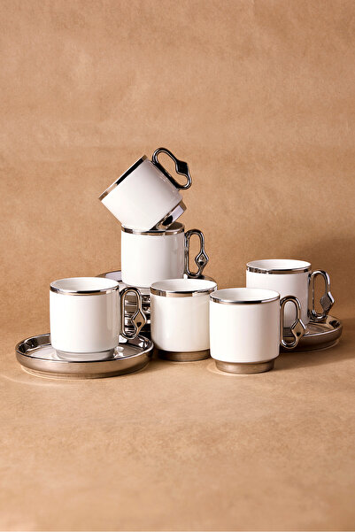 Perotti Cihangir Silver 6 Kişilik Porselen Kahve Fincanı Takımı