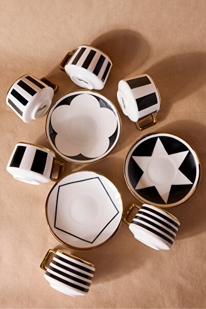 Perotti Cihangir 6-Person Porcelain Striped Coffee Cup Set