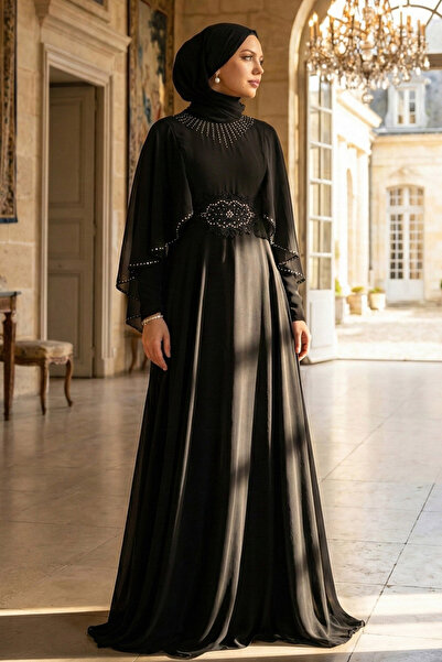 Neva Style Μαύρο Μαντίλι Μαύρο Φόρεμα Χιτζάμπ 91501S