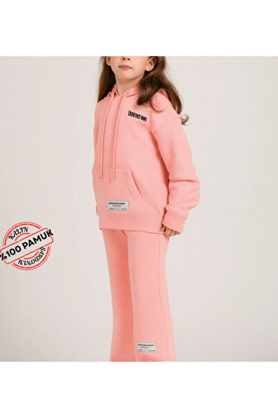 Casabony Ροζ 100% βαμβακερό σετ αθλητικής φόρμας για κορίτσια επένδυση fleece