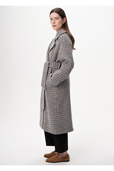 Exquise Belted Double-Breasted Pocket Midi Regular Woven Coat