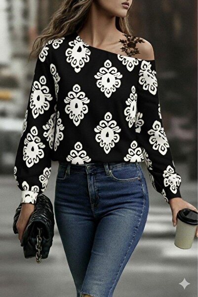 JARDİN ALLURE Γυναικεία μπλούζα με μακρύ μανίκι με σχέδιο Mosskrep με λουράκι...