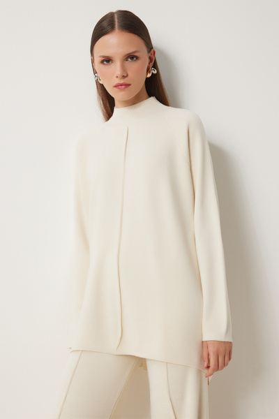 Lovelyİstanbul Cream Color Stylish Knitwear Sweater and Trousers Set - Lmu0001