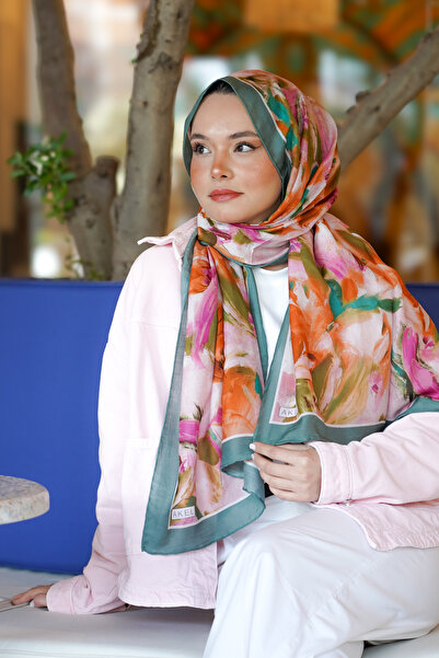 Akel DESENLİ PAMUK İPEK ŞAL PASTEL ÇİÇEK DESEN