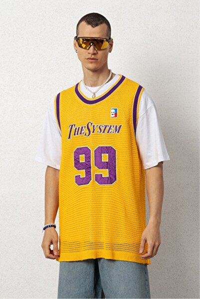 Plus Eighteen The System 99 Yellow Knitwear Men's Tank Top