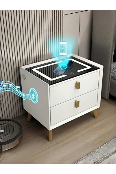 Venpara Smart Bedside Table with Wireless Charging, Bluetooth Speaker, 3-Colo...