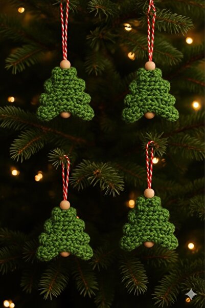 Emsay Store Χειροποίητο Πλεκτό Στολίδι Χριστουγεννιάτικου Δέντρου – Σετ 4 τεμαχίων