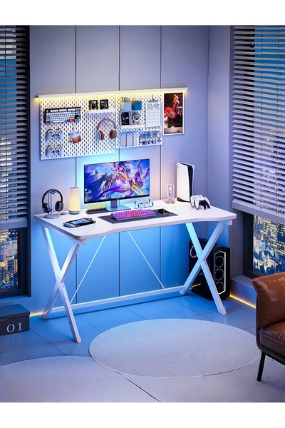 Venpara Gaming Desk, Extra Wide Computer Desk & Office Table, Ergonomic X-Leg Design with Cable Management