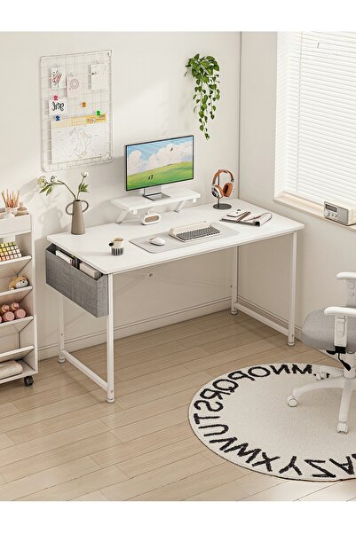 Venpara Computer Table With Storage Bag,Home Office Desk with Monitor Stand,Modern Simple Study Desk