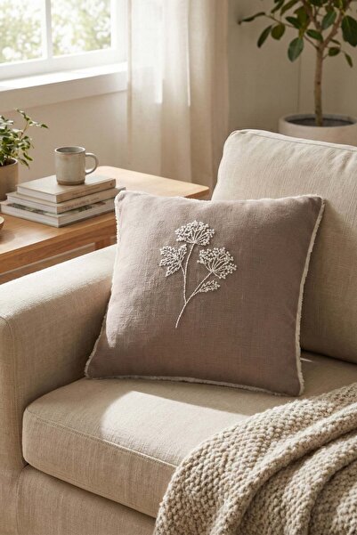 JOJOMIA غطاء وسادة أودين مقاس 45 × 45 مع تفاصيل تطريز الأرض