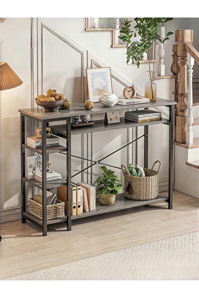 Venpara Console Table for Entryway, with 4 Tier Storage Shelves, Extra Long Sofa Table for Hallway