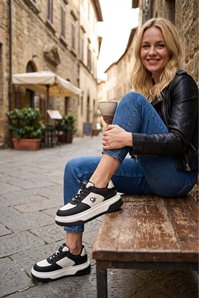 Benetton Black and White Women's Sports Shoes Imported Bni-12046