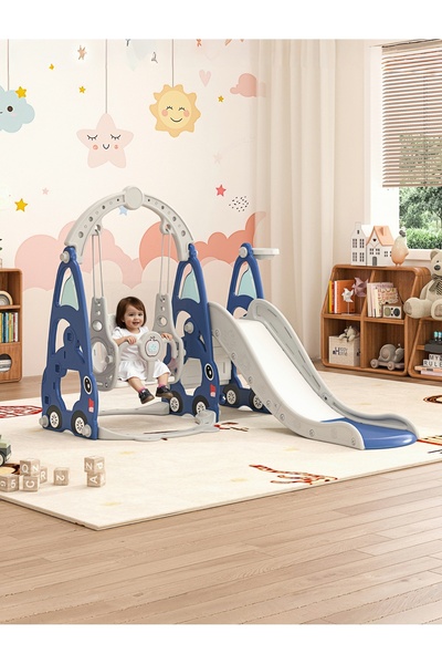 Venpara 4-in-1 Kids Slide, Swing & Climber Set with Basketball Hoop, Indoor &...