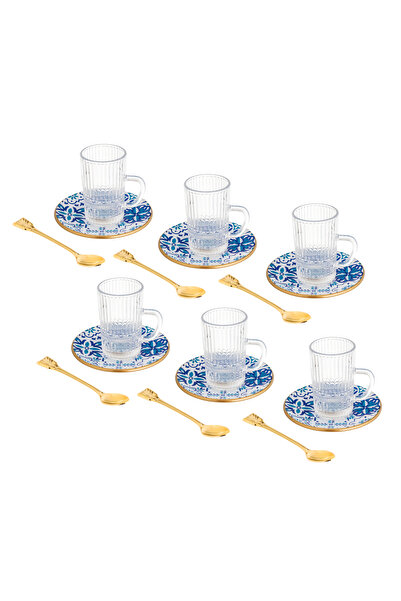 Bosphorus Glass 18-piece Turkish glass tea set in modern colors