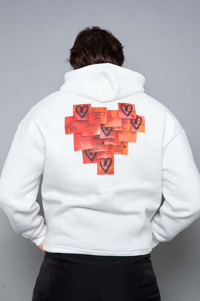 Sekizbiraltı Оверсайз-худі з принтом Love, унісекс, білий