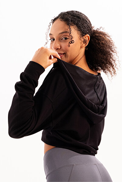 JUSTEVER Kurzes Damen-Sweatshirt mit Kapuze und Reißverschluss